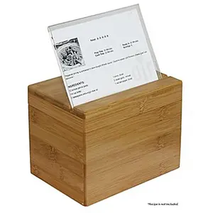 212 MAIN Bamboo Recipe Box - Bamboo Pantry Organizer, Home Organizer with Tab Dividers (Model RB1408)