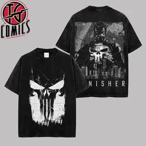 [IG] Vintage Punisher Comics Graphic Premium Washed Cotton T-Shirt (Made In US), Frank Castle MCU Comic Graphic Tee, Super Hero MCU Universe Comics Book Fans Shirt, Comic Book Outfit, Gift For Hero Fans