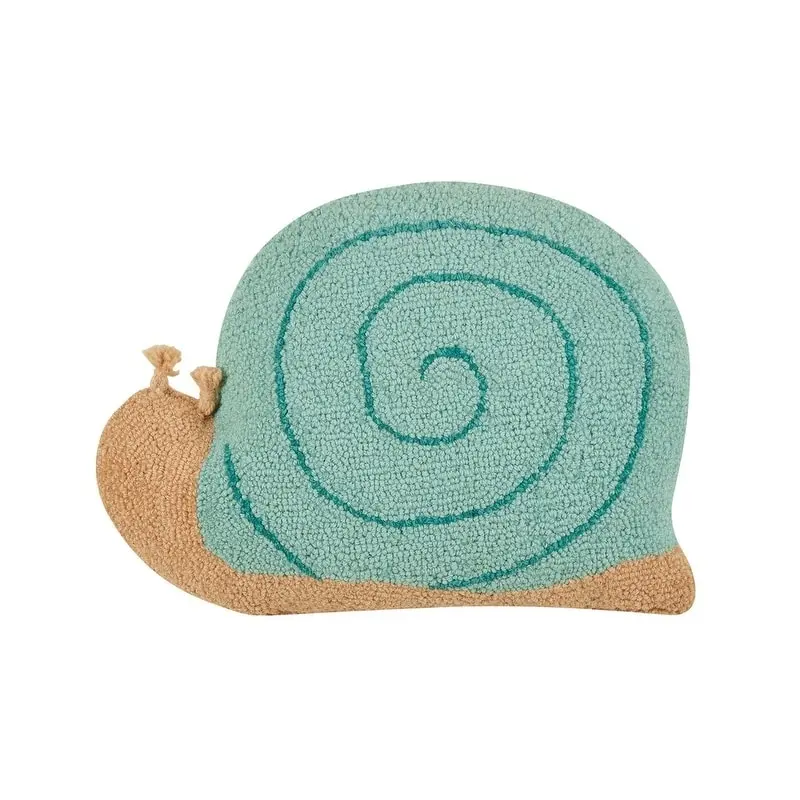 Peking Handicraft 30GY1148C16OB 12 x 16 in. Snail Shaped Blown in Filler Hook Pillow, Blue