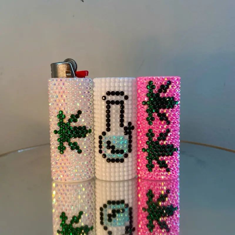 Customizable Reusable Rhinestone Lighter Case Smoker Collection