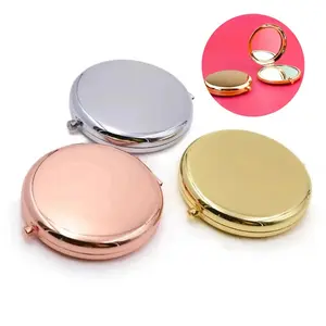 Portable Folding Travel Makeup Mirror, High Quality Double-Sided Compact Travel Handheld Mirror, Rose Gold Mini Pocket Mirror for Women Men
