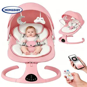 Smart  Rocking Chair,  Adjustable Recline, Remote Control & Timer, Safe Infant Soothing Swing Baby Portable Music Bluetooth Electric with girl boy toddler need newborn harness point indoor baby rocker sound volume backrest loungers 0-6 month use