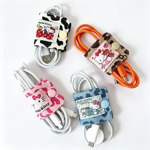Sanrio Hello Kitty Hangable Denim Fabric Cable Organizer Clip, Kawaii Cord Holder for Desk & Home (TikTok Viral)