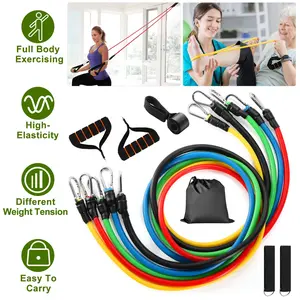11Pcs TPE Resistance Bands Set, Bodybuilding Gym-Style Train Bands with Door Anchor, Handles, Ankle Straps for Physical Training, Yoga, Bodybuilding Resistance Bands
