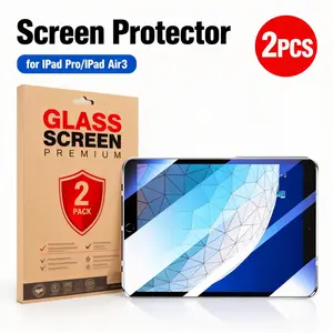 2-piece ultra-thin hard screen protector suitable for iPad Pro 10.5-inch and iPad Air 3, scratch resistant and smooth HD, easy to apply with cleaning tools, bubble free installation - ultra clear
