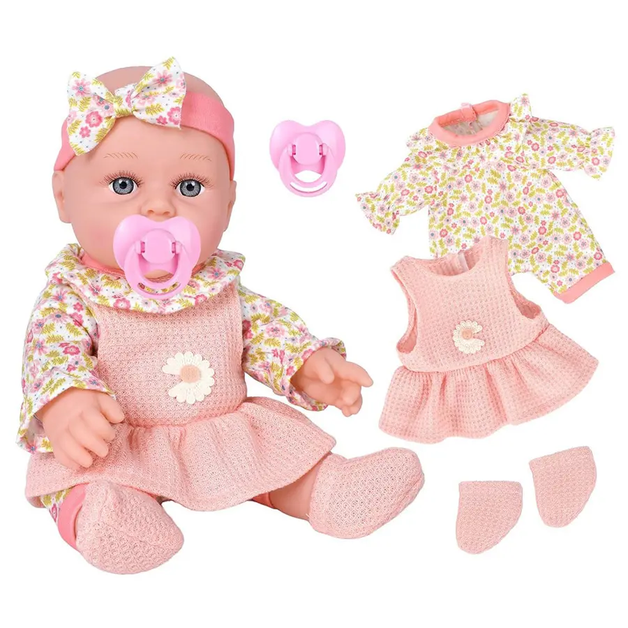 12-inch Reborn Baby Doll with Cute Clothes, Matching Outfit and Pacifier, Dress Up Toy for Halloween & Christmas Holiday Gifts for Kids, Cute Clothes Dolls, Dress Up Doll