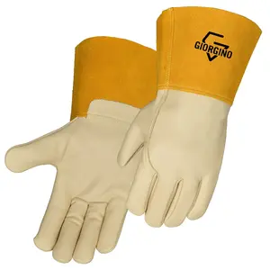GIORGINO Premium Cow Leather Tig Mig Gloves, 4″ Cow Split Cuff, Sewn with KEVLAR