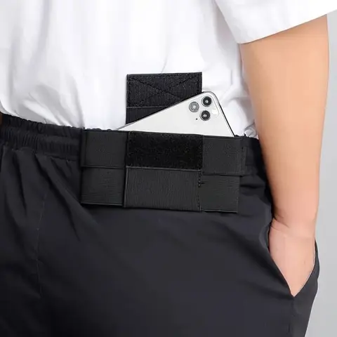 Black Sports Invisible Mobile Phone Waist Bag For Sports/Running/Travel | Elastic Storage Belt Bag | Secure Anti-Slip Phone Holder (6-7 Inch) | Adjustable Strap For Gym, Hiking, Daily Use | Multi-layer Storage Bag | Fits Phone, Cards