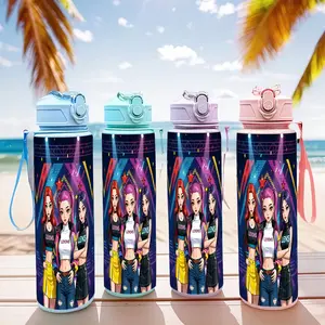 1pc 800ML Kpop Demon Hunter Water Cup, Cute Cartoon Design, Lightweight Plastic, Leak-Proof, Portable, Ideal for Sports, Gym, Travel, Water Bottles