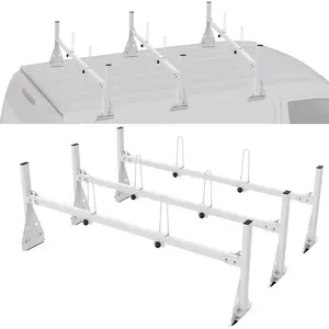VEVOR Trailer Ladder Rack,  59" Adjustable Roof Rack, 3 Crossbars Van Roof Ladder Rack with Straps, 800 lbs Capacity Steel, Fit for Chevrolet Express 1500 2500 3500/ Ford E150 E250 E350/ GMC Savana