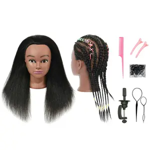 Mannequin Head with Human Hair for Hairdresser Training Braiding Styling Manikin Cosmetology Makeup Manican Doll Display Practice with Stand