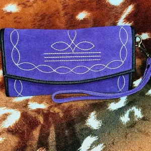 Purple suede wallet