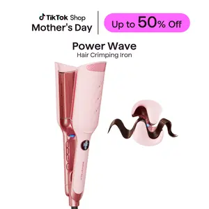 Wavytalk Power Wave Hair Crimper & Curling Wand for Beach Waves with Ionic Technology, Dual Voltage & Lightweight Design, Reducing Frizz & Damage, Perfect for Travel