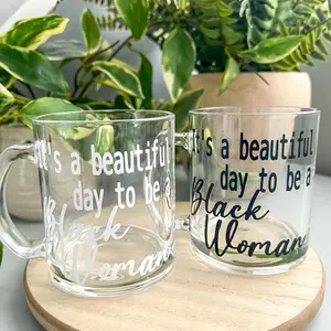 It’s a Beautiful Day to be a Black Woman Glass Coffee Mug, Black Girl Magic,  Drinkware