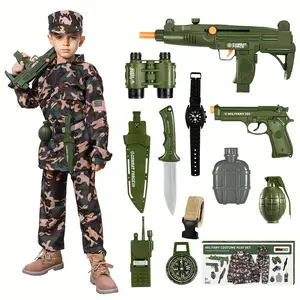 Kids Costume Military Toy Ranker Dress up Costumes for Boys Ages 3-12 with Equipment Military Accessories Uniform Halloween Gifts Toy