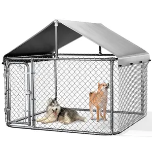 PetCozife Heavy Duty Outdoor Dog Kennel , Outdoor Dog Enclosure Crate with Waterproof Roof, with Safety Lock Large Duty Dog Cage, for Medium Large Breeds Safety & Protection