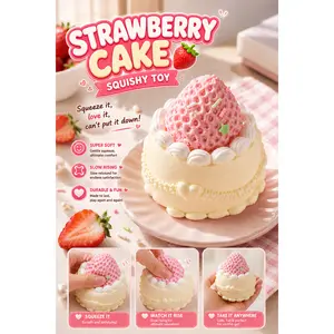 [Yuyu's Squishy World] Handmade taba squishies/strawberry cake squishy toys full silicone reborn squishy, fidget toys, taba squishy, strawberry cake 85g, Gifts for Girls & Boys Wooden Stress Ball Rubber Tree Slime