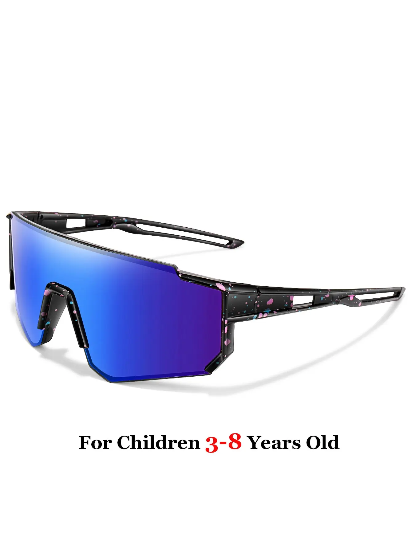 Kids Fashionable Large Frame Junior Sports Sunglasses, for 3-8 years old， Windproof Polka Dot Frames, Uv400 Coated Lenses, Unisex Summer Outdoor Activities Eyewear