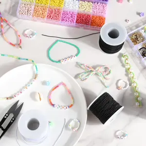 4 Piece Elastic Rubber Cord DIY Accessories Jewelry Elastic Rope Band for Bracelets with Scissors 1 mm Diameter 50 m Length per Roll Beauty & Personal Care