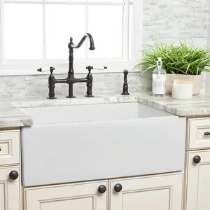 30 X 18 Fireclay Reversible Apron Farmhouse Sink  Matte White
