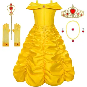 Princess Costume Dresses for Girls Costumes Halloween Cosplay Birthday Outfit Yellow