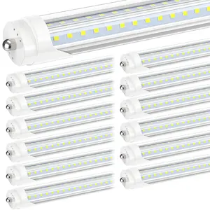 ETL 25-Pack  T8 T10 T12 8FT LED Tube Light Single Pin FA8 Base 72W 50W 6000LM 6500K Cold White 270 Degree V Shaped 8 Foot LED Fluorescent Bulb (130W Equiv)  Listed Clear Cover Dual-Ended Power  Garage Shop Workshop Warehouse Ceiling Bay Lighting