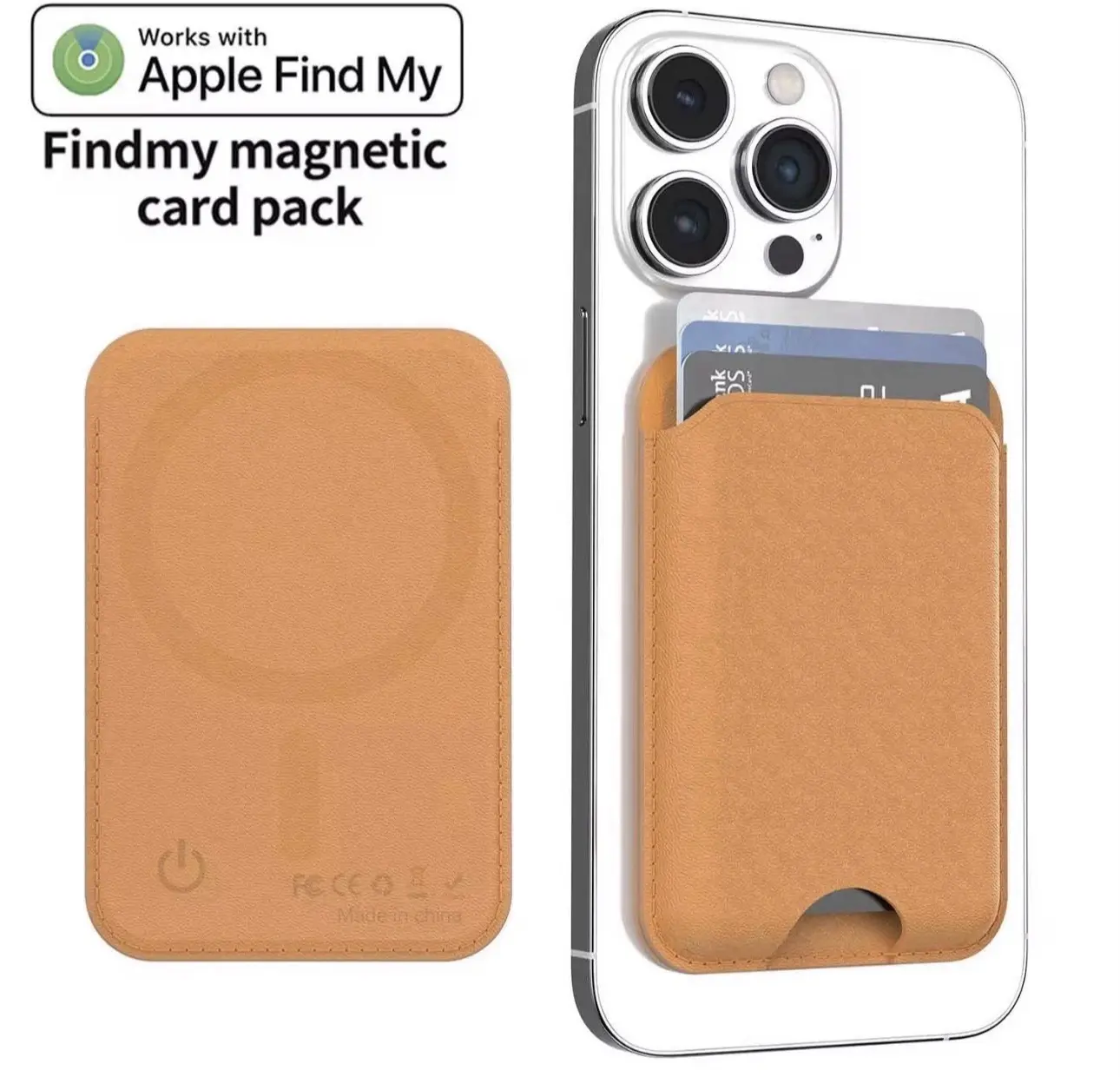 Micflip Smart Tracker Wallet – Brown Leather Card Holder (AirTag Compatible)