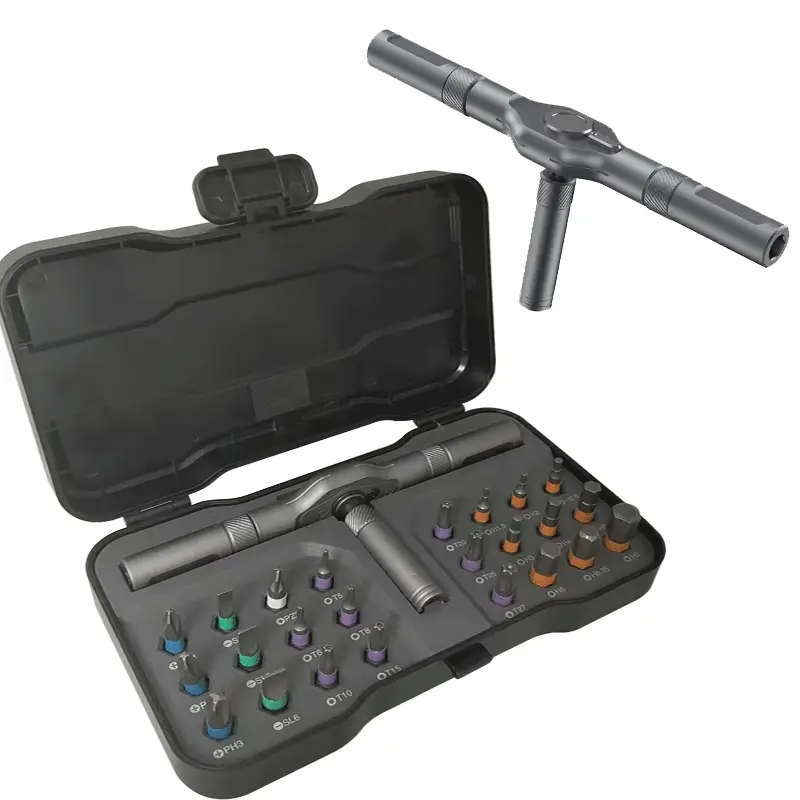 24-In-1 Magnetic Screwdriver Set, Multi-Functional Hand Tool Kit with Detachable T-Handle Ratchet, DIY Home Maintenance Toolbox