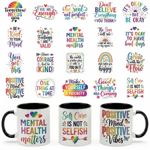 20pcs/set Colorful Mental Health UV DTF Transfer Stickers, Vibrant & Durable for Mugs Tumblers, Ideal for Crafting & Valentines Gifts, Sticker Packs