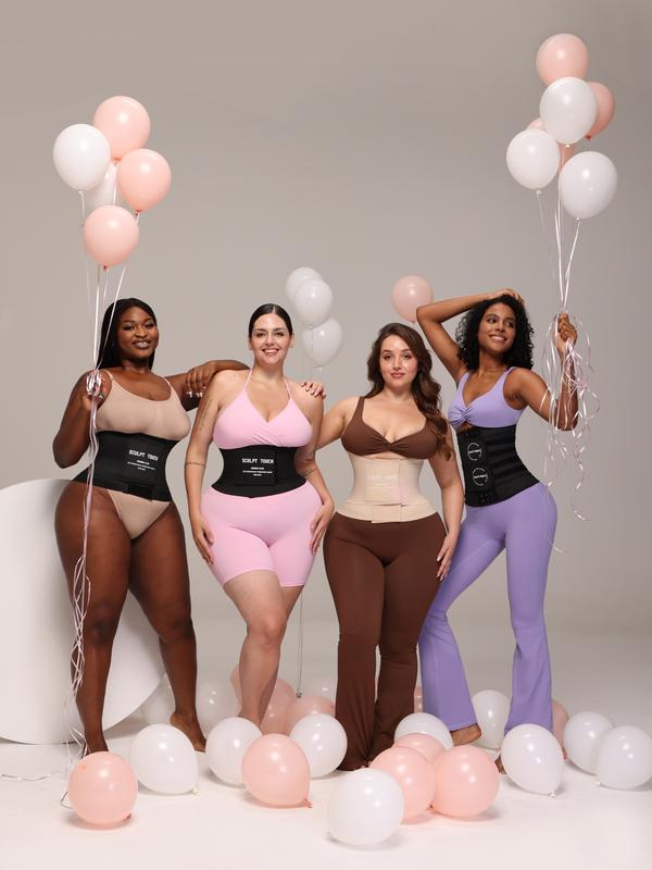 Sculpt Touch Hourglass Girdle - 3-Layer Adjustable Plus Size Waist Trainer Belts for Women High Coverage Nylon Shapewear Corset Tummy Control Compression Faja Comfortable Womenswear for All Body Types Sportswear Activewear Basic Minimalist Design