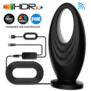 HDTV Antenna for Smart TV, 50-300 Long Range Reception, Digital TV Antenna with Amplifier & Magnetic Suction, Strong Anti Interference, Supports All Free Channels, Easy 3-Step Installation
