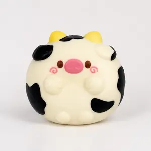 Cow Bagel Slow Rising Squishy Toy, Soft Animal Food-Themed Foam Sensory Fidget Squeeze Toy, Cute Gift for Adults