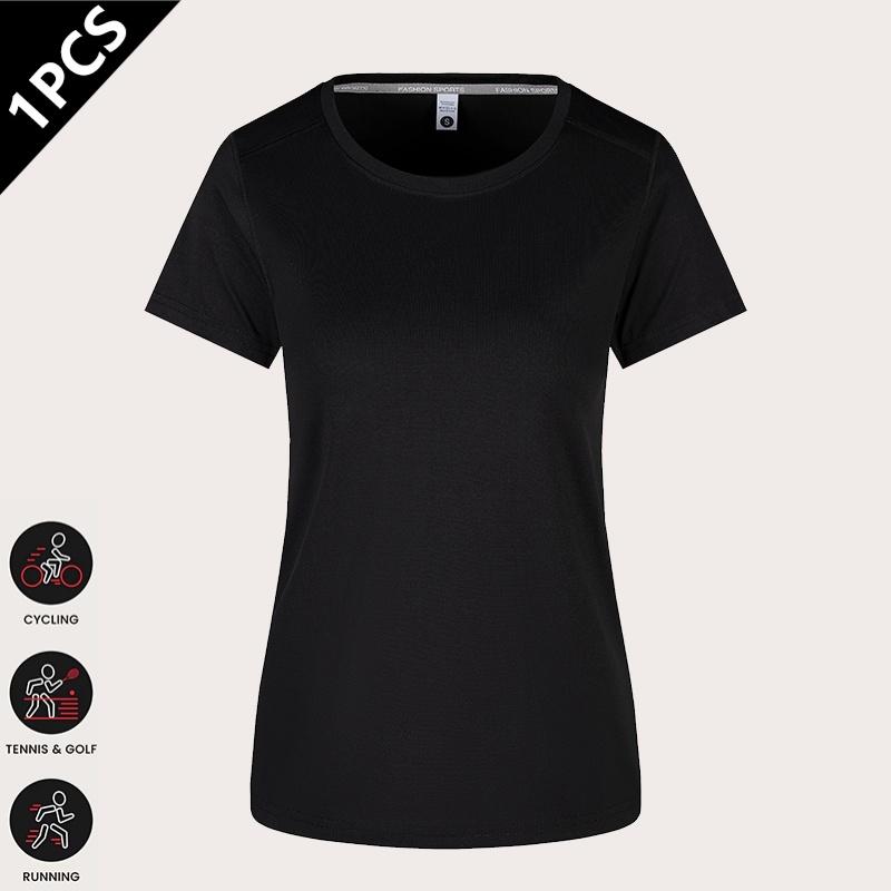 4-pack women’s quick-dry sports T-shirts, solid-color quick-dry sports T-shirts, women’s multicolor versatile cycling short-sleeve shirts, made from high-stretch quick-dry fabric with excellent moisture absorption and sweat wicking, simple versatile fit,