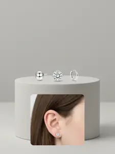 Hypoallergenic Earrings for Sensitive Ears, 20g Flat Back Surgical Steel Studs, Small Silver Color Huggie Hoop Sets for Men & Women, Hypoallergenic Post Earrings