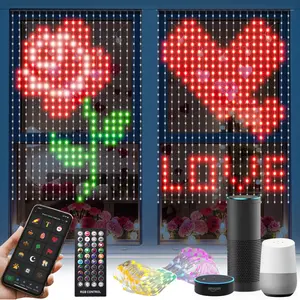 Avatar Controls 540Leds Dynamic Curtain Lights, Smart App and Remote Control DIY Christmas Window Lights, Color Changing Animated Led Curtain String Lights IP65 Waterproof for Bedroom Wall Outdoor Decor, 5 x 6.6ft