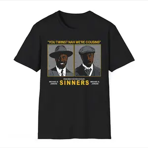 Sinners 2025 Horror Action Blockbuster Movie Shirt - Black Graphic Tee with "SINNERS" Text, Unisex Design, Casual Style, Medium Size, Hoodie & Sweatshirt - Menswear