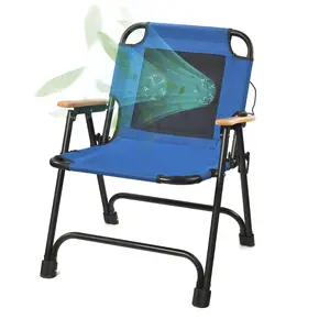 KNINE OUTDOORS Foldable Beach Chair Camping Chair with Fan, with USB-Powered Cooling System, for Camp, Beach, Fishing