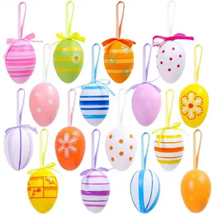 16 Pieces Easter Hanging Eggs Colorful Plastic Hanging Ornaments Easter Decoration, Random Styles 2026 new