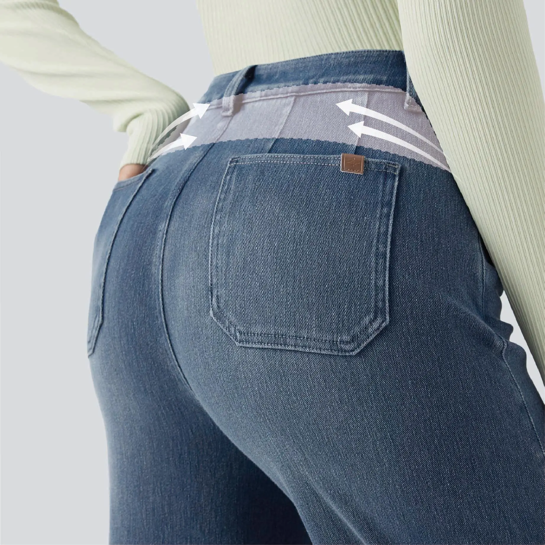 Halara 2-Piece Flex High Waisted Tummy Control Wide Leg Casual Jeans with Pockets Set