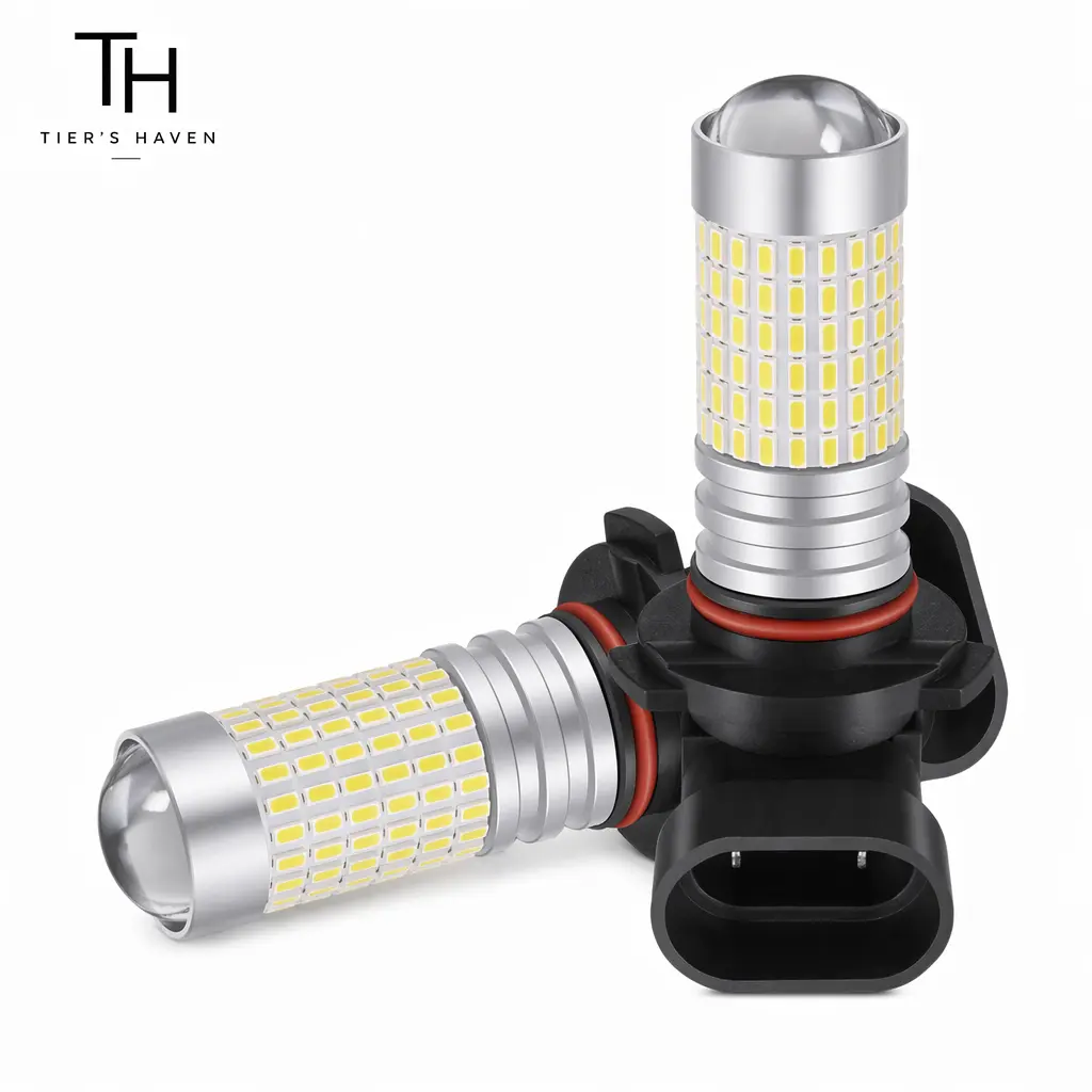 Tier's Haven 2PCS Super Bright LED Fog Light Bulbs 3014 144SMD, 12‑24V Car Fog Lamp Replacement for 9005 HB3 9006 H11 H7 H4 H10 5202 PSX24W PSX26W P13, Plug and Play Automotive Lighting