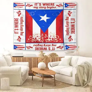 1 Puerto Rican Themed Single-Sided Printed Tapestry, Bohemian Ethnic Style Printed Background Fabric, Lightweight Wall Decoration Fabric, Suitable For Bedroom, Apartment, Party Decoration