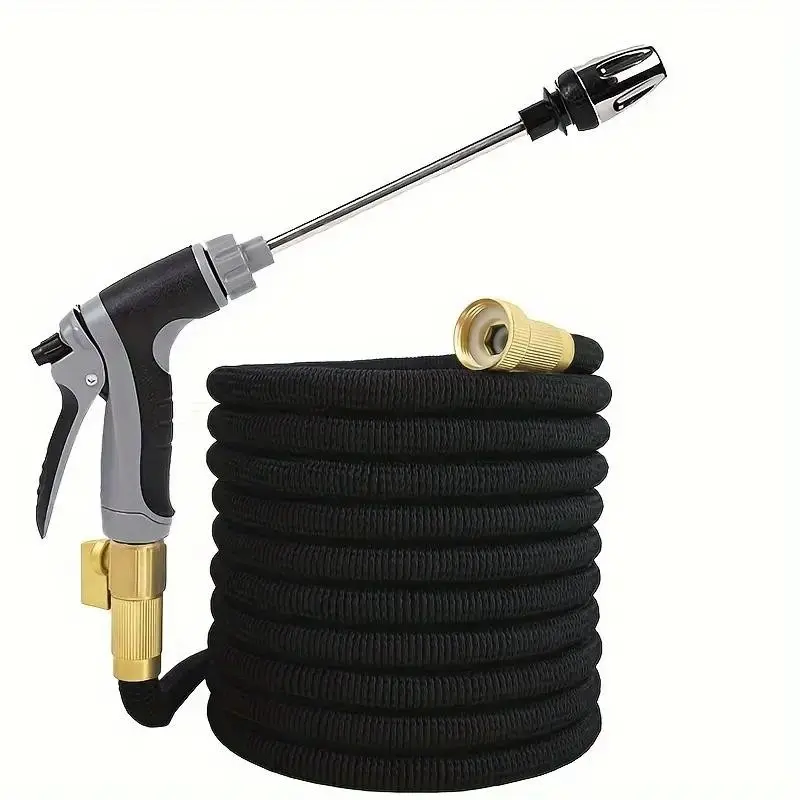 3/4 Inch Commercial Garden Water Hose with Metal Accessories, High Pressure Automatic Retractable Stainless Steel Hose for Car Washing and Gardening, Garden Hose Watering