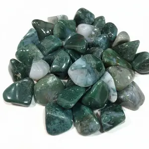 Moss Agate Tumbled Stone Growth & Renewal Crystal for Healing Emotional Balance and Prosperity Green Hues and Moss-like Inclusions