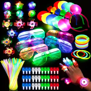 Mocoosy 103Pcs Glow in the Dark Party Supplies, LED Neon Toys Bulk With 50 Glow Sticks, 30 Finger Lights, 6 Led Glasses, 6 Jelly Rings, 6 Light Up Bracelets, 5 Headbands Christmas, Halloween Gift