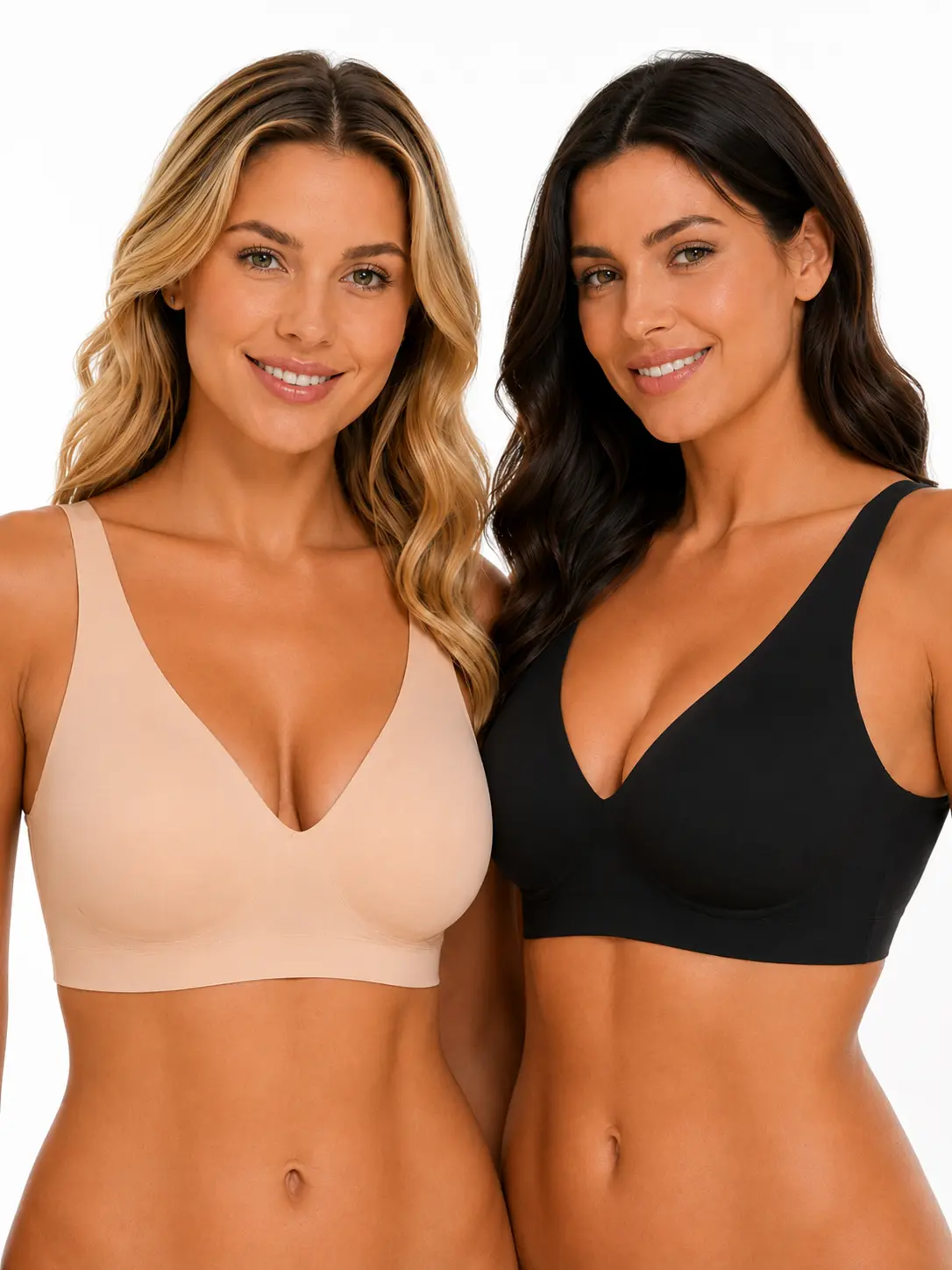 Women’s Deep V Wireless Jelly Bra, Comfortable Supportive Push-Up Plunge Bra for Seamless Everyday Wear