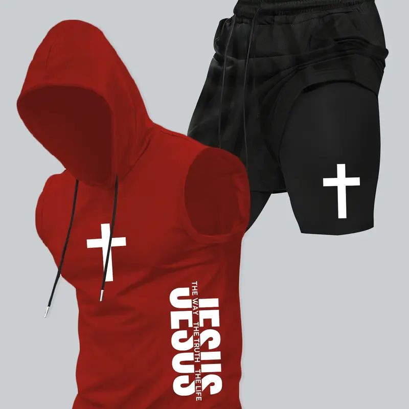 Men's Hooded Vest and Shorts Set, Stylish Summer for Casual Wear, Comfortable Active Wear for Sports and Leisure, Summer Athletic Wear, Casual Gym Wear, Workout Sets, Summer Sports Clothes