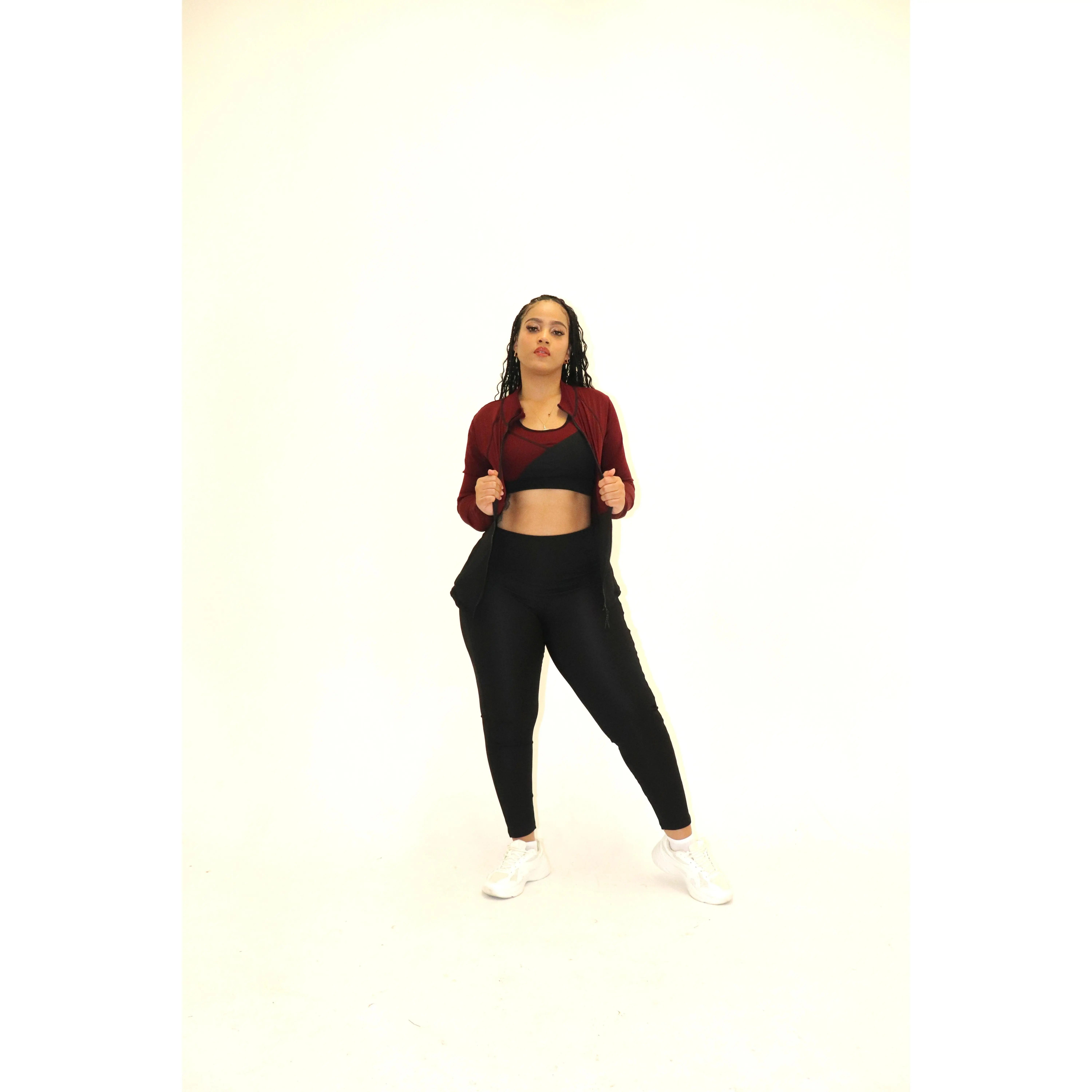 3 Piece Matching Workout Sets in Burgundy/Black (Last Chance-No Restock)