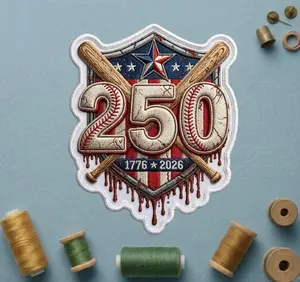 USA 250th Anniversary Baseball Patch 1776-2026 250 Years of Freedom America Embroidered Iron On Badge Baseball Lover Gift Applique