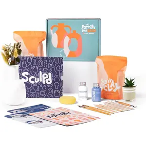 - The  Pottery Kit for Adults - Air Dry Clay for Adults, Tools, Varnish, Paints, Brushes, Couples Date Night Arts & Crafts Set, Matte Varnish