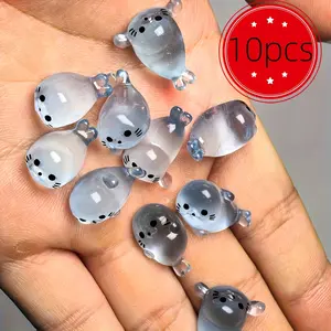 10 Pieces Mini Seal Cartoon Night Light Resin Figurines, Cute Home Decoration for Desktop & Cabinet, Random Styles for Kids Room